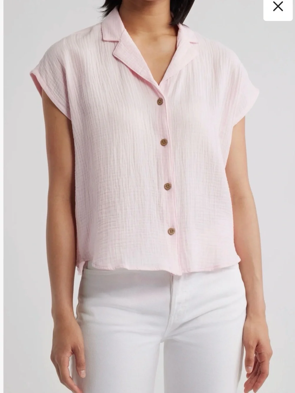 beachlunchlounge Lexi Gauze Top in Pale Pink